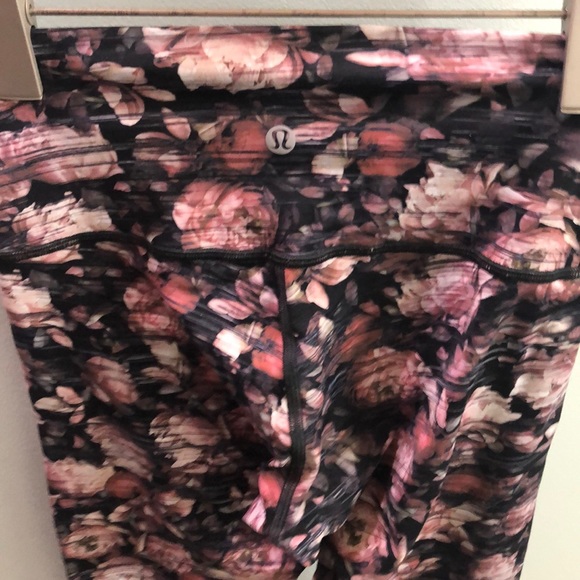 Pink floral lululemon leggings. - Picture 2 of 5